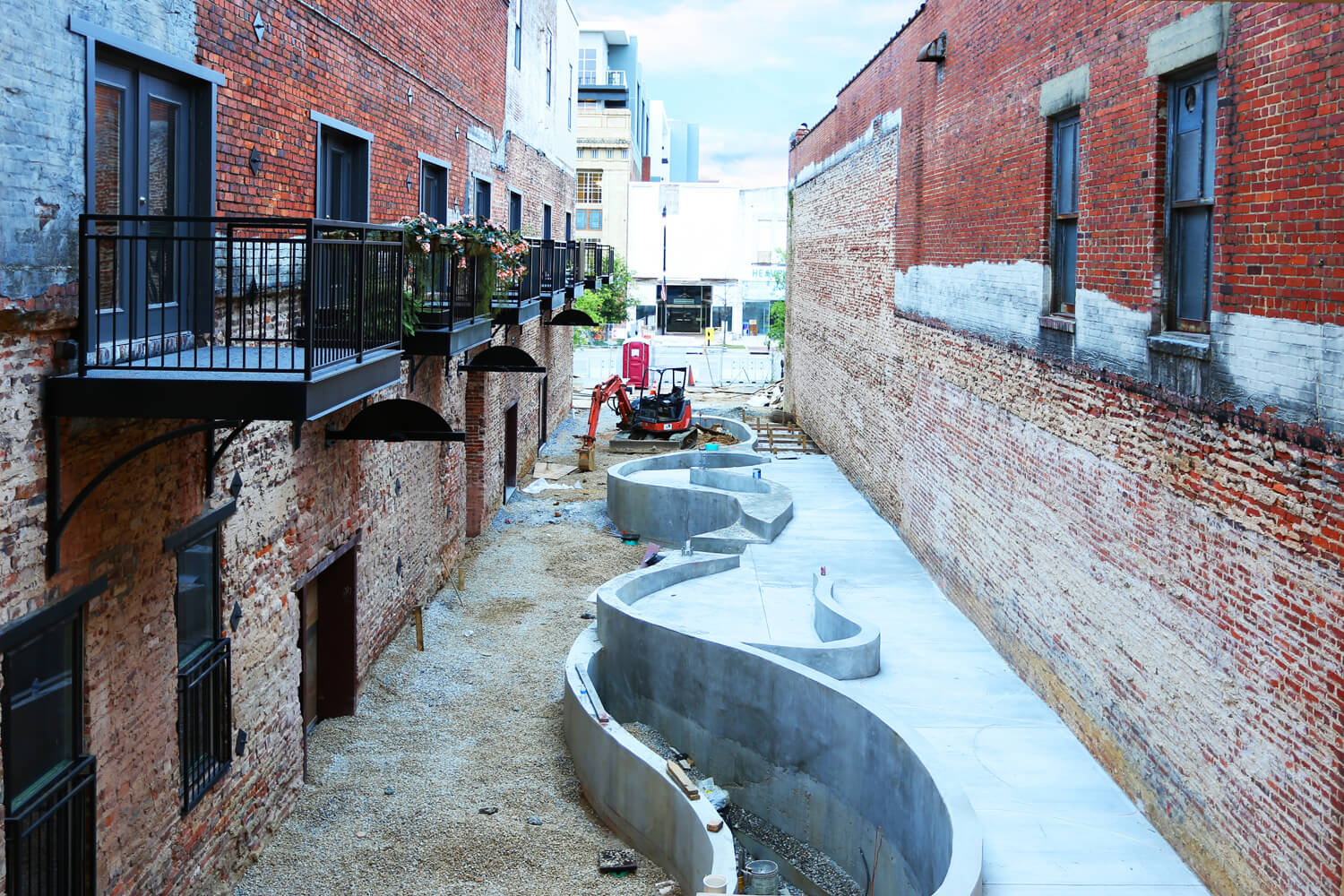 Dexter Alley Park Designed by Foshee Architecture – Aerial View During Construction
