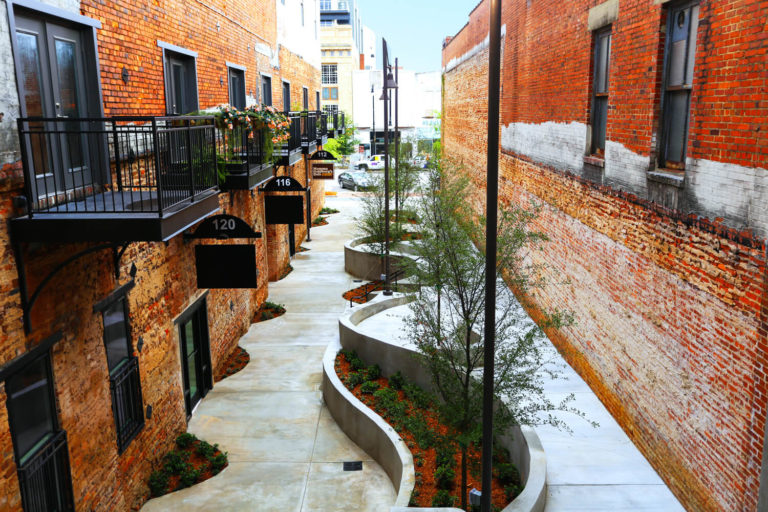 Dexter Alley Park Designed by Foshee Architecture – Aerial View Nearing Completion