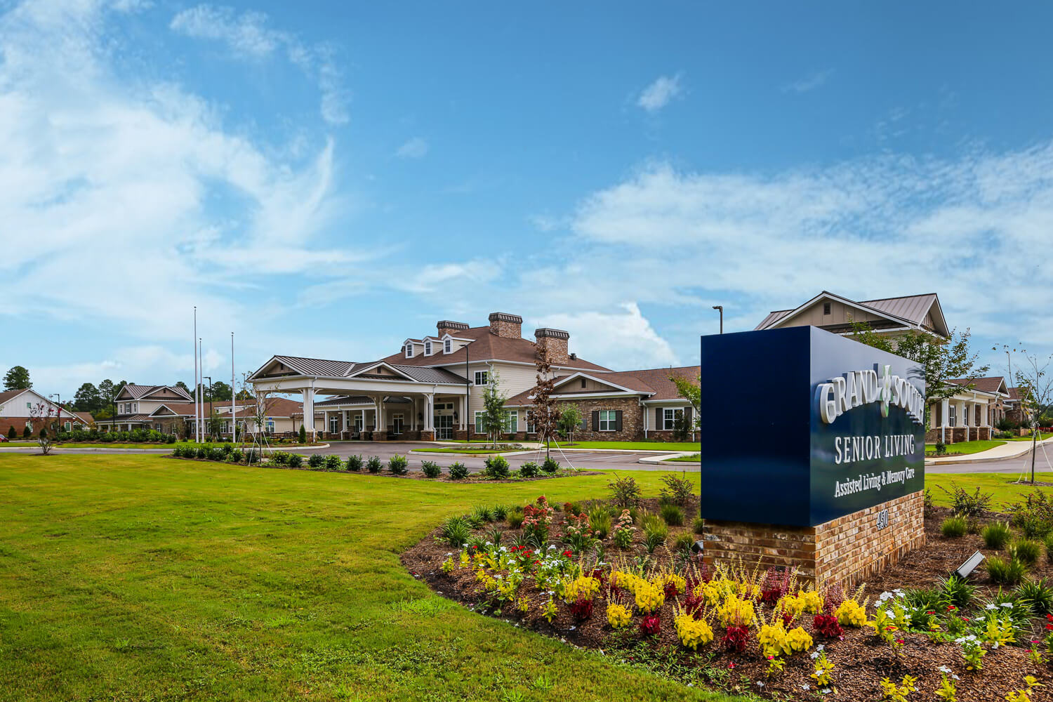 Grand South Senior Living - Entry Signage - Designed by Foshee Architecture