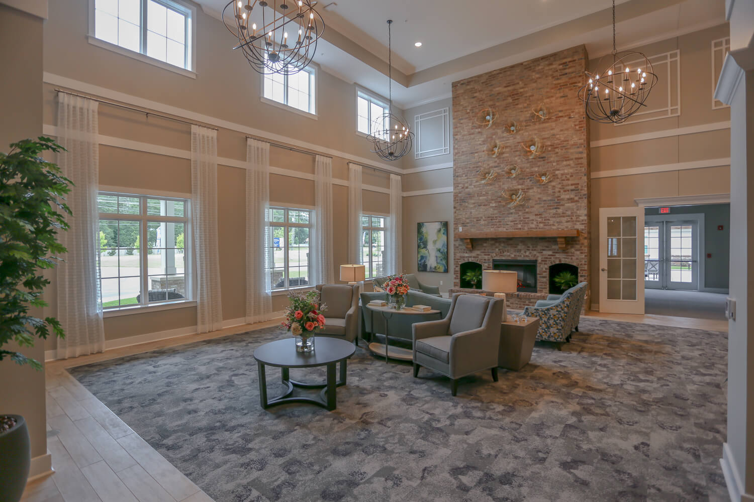 Grand South Senior Living - Fireplace - Designed by Foshee Architecture