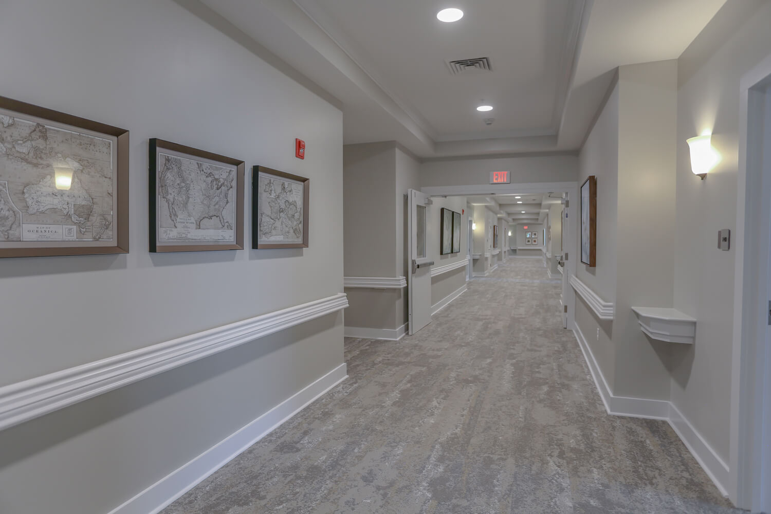 Grand South Senior Living - Corridor - Designed by Foshee Architecture
