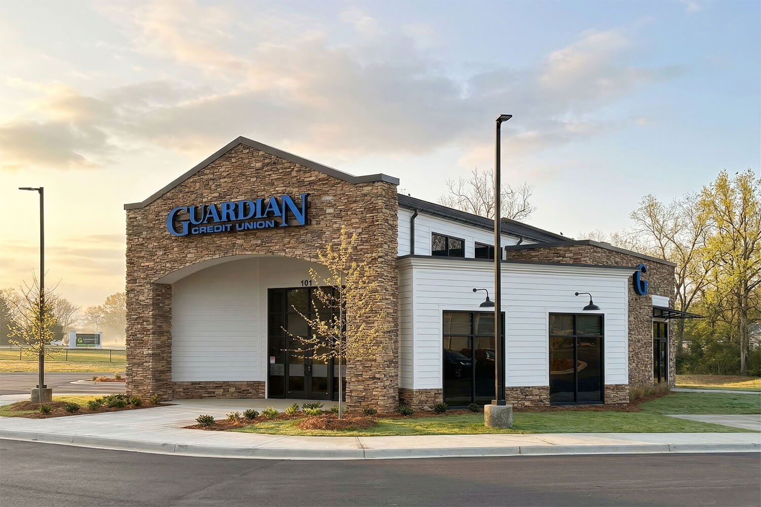 Guardian Credit Union - Pine Level - Front Elevation - Designed by Foshee Architecture