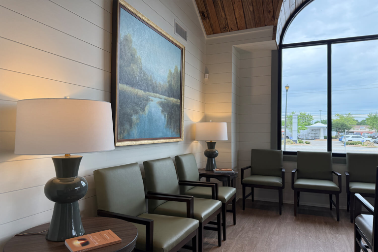 Neurology Clinic - Detail View of the Waiting Area - Designed by Foshee Architecture